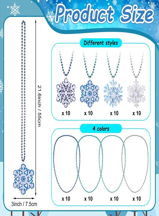 Knitgrip Christmas Snowflake Necklaces Bulk Winter Party Snowflake Beads Necklaces Princess Necklace Accessories Party Favors Stocking Stuffers Supplies for Women and Men,40 sets - Image 4